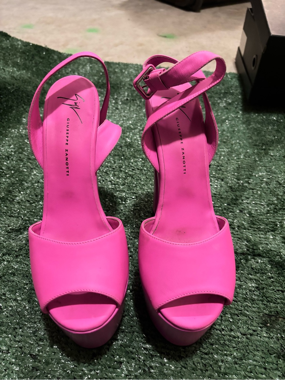Giuseppe Zanotti Hot Pink Platform Slingback Heels